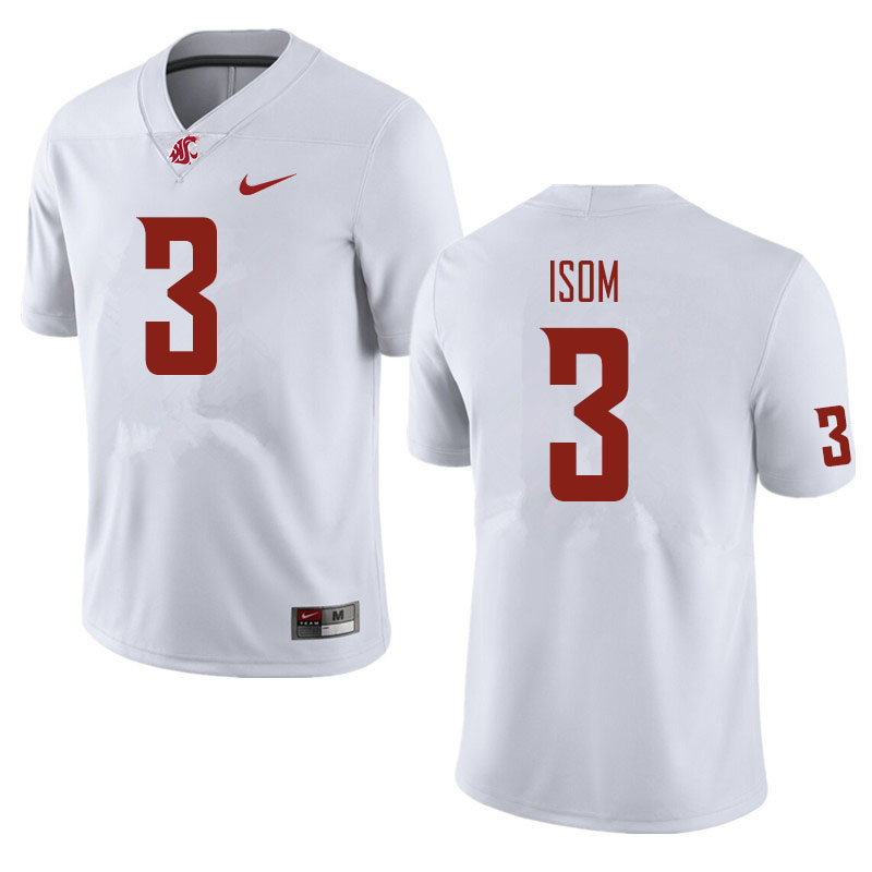 Men #3 Daniel Isom Washington State Cougars Football Jerseys Sale-White - Click Image to Close
